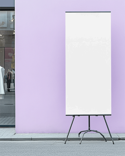 Storefront Display Banner Mockup Urban Setting Contrast With Modern Background