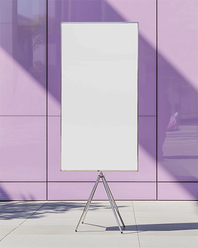 Studio Tripod Banner Mockup Clean Minimal Design Purple Background