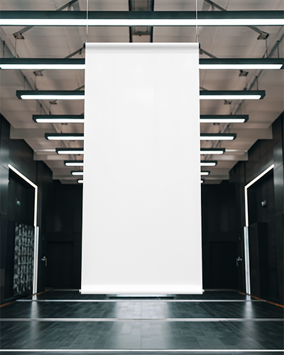 Big Banner Mockup Handing In Gallery