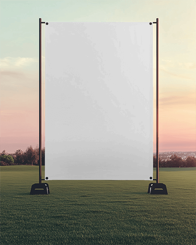 Green Field Banner Mockup Open Space Minimalistic Skyline View