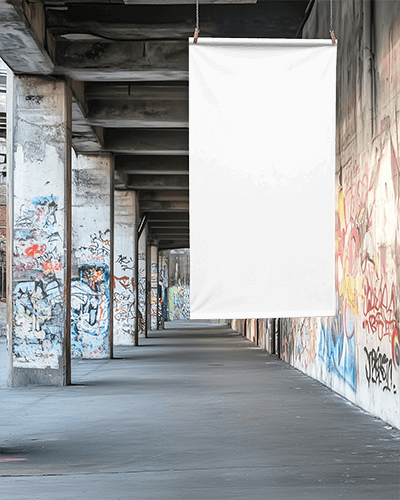 Urban Bridge Banner Mockup Industrial Background Raw Concrete Elements