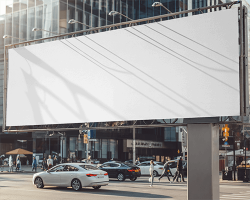 Urban Cityscape Billboard Banner Mockup Wide Modern High Resolution Display