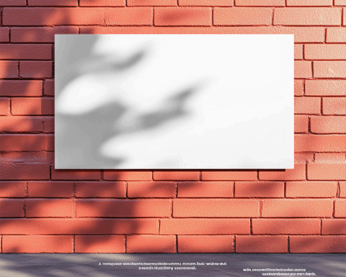 Bright Red Brick Wall Banner Mockup Dynamic Natural Shadow Urban Setting