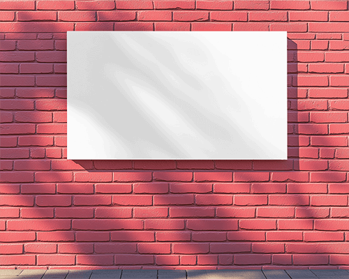 Brick Wall Horizontal Banner Mockup Bold Contrast Natural Light Shadowed Texture