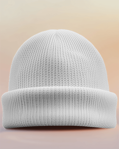 Sunset Hued Lavender Beanie Mockup Soft Gradient Background Tropical And Fruity Designs Casual And Relaxed Vacation Aesthetic