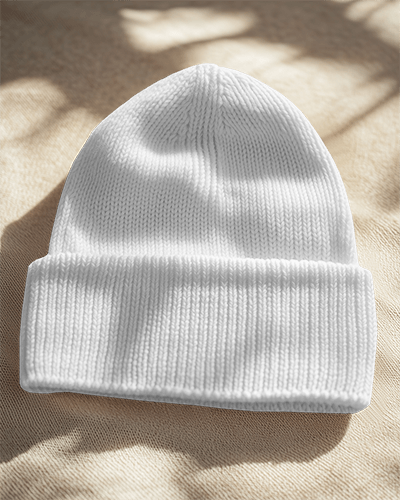 Sunlit Interior Beanie Mockup Yellow Knit Hat With Minimal Graphic Designs Soft Shadows And Cozy Ambience