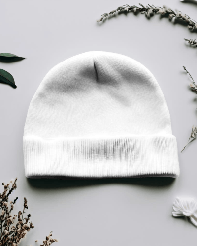 Flat Beanie Having Leaves In The Background