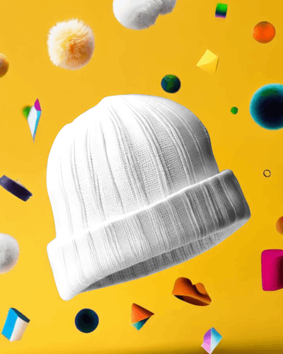 Flying Beanie With Abstract Elements In The Background