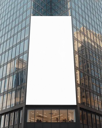 City Glass Tower Vertical Billboard Mockup Large Clean Frame Ideal For Premium Advertising