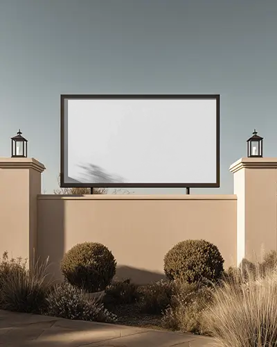 landscape-billboard-mockup-desert-wall-mounted-black-frame-soft-evening-light