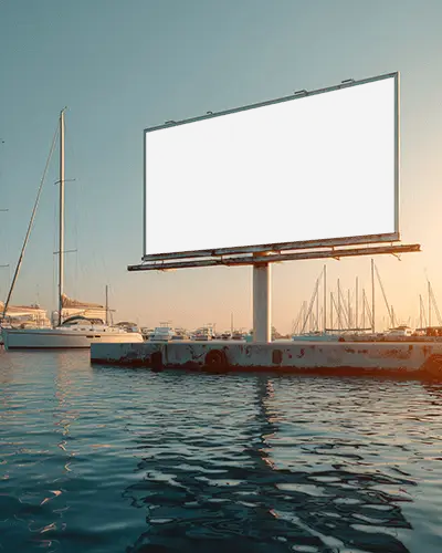 floating-dock-billboard-mockup-marina-sunset-yachts-waterfront-harbor-advertisement-scene