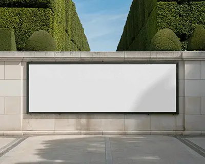 minimalist-garden-wall-horizontal-billboard-mockup-with-trimmed-hedges-and-summer-sky