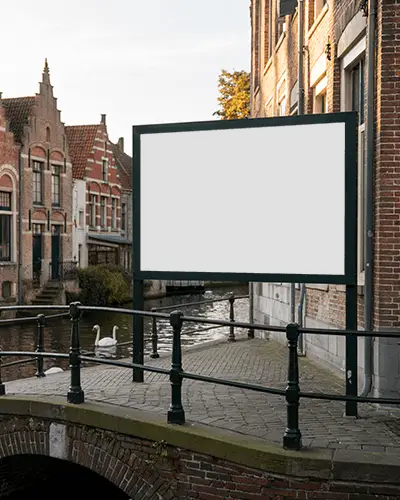 dutch-canal-bridge-horizontal-billboard-mockup-traditional-architecture-with-swans-and-brick-path