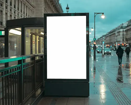 rainy-evening-paris-street-vertical-billboard-mockup-subway-entrance-and-wet-city-lights-glow