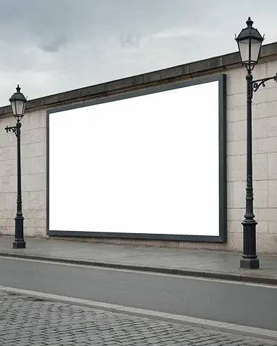 stone-wall-billboard-mockup-classic-street-lamps-symmetrical-horizontal-display