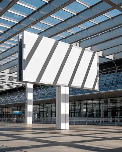 Modern Urban Billboard Mockup At Public Transportation Hub For Creative Advertising 0544