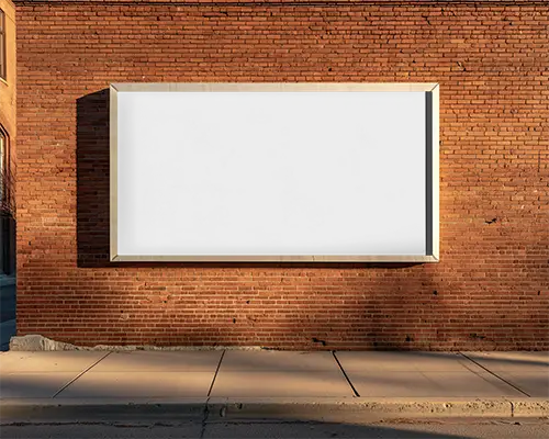 Empty Outdoor Street Billboard Mockup On Brick Wall For Marketing Promotion 0546