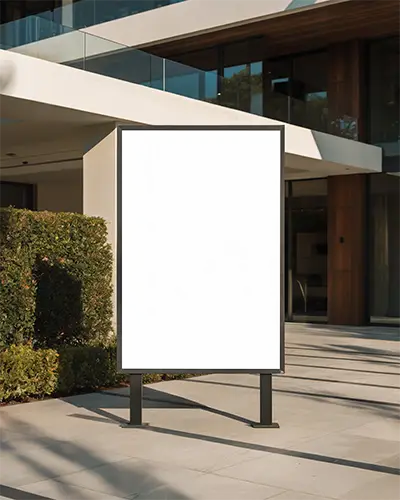 Modern Outdoor Advertising Billboard Mockup On Pedestal In Urban Setting 0549