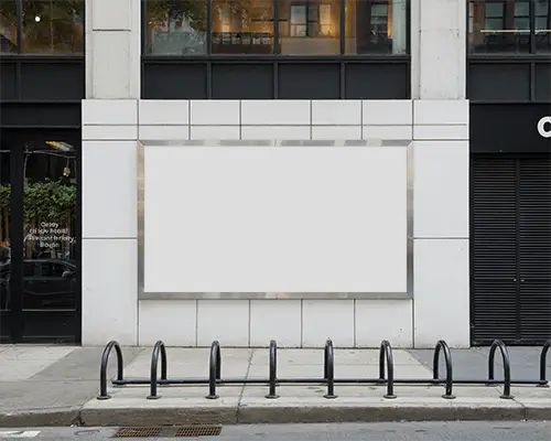 Large Public Billboard Mockup On Citysidewalk For Promotional Campaigns And Brands