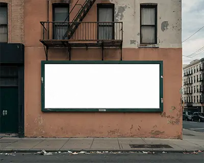 Large Horizontal Billboard Mockup Mounted On Urban Building Facade For Ads