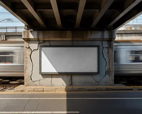 Urban Bridge Billboard Mockup For Railway Advertising Promotions And Brand Visibility Display