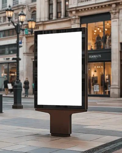 Urban Street Billboard Mockup Blank Advertisement Display In European Shopping District