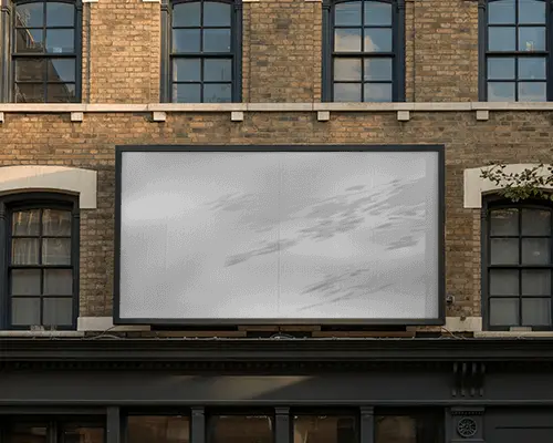 Billboard Mockup Mounted On Vintage Brick Building With Classic Architecture