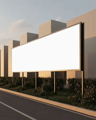 Empty Streetside Billboard Mockup With Vegetation Backdrop For Brand Promotion