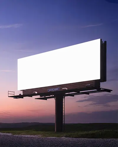 Large Empty Billboard Mockup Display In Open Rural Area Dusk Ideal For Advertising Messages