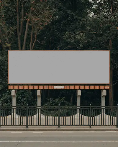 Empty Highway Billboard Mockup Frame With Forest Trees For Promotional Content Display