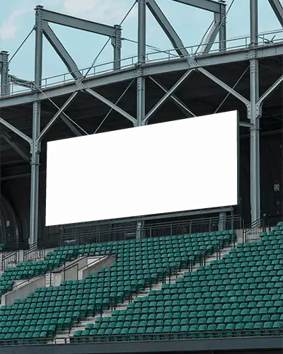 Large Isolated Blank Billboard Mockup Over Empty Stadium Seats Urban Sports Venue View