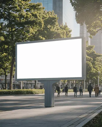 Outdoor City Billboard Mockup For Advertisement Pedestrian Path Urban Landscape Design