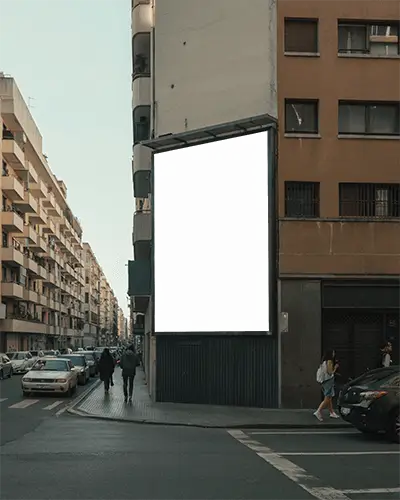 Urban Sidewalk Billboard Mockup For Street Advertising With Blank White Space