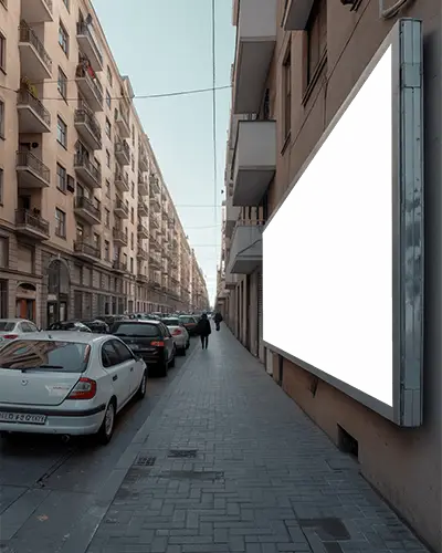 Urban Street Sidewalk Billboard Mockup For Outdoor Advertising Display