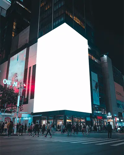 High Traffic Urban Street Large Blank Billboard Advertisement Mockup Night