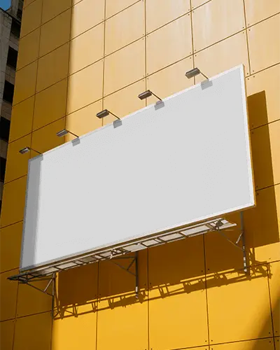 Modern Outdoor Billboard Mockup With Spotlights On City Wall Background Template