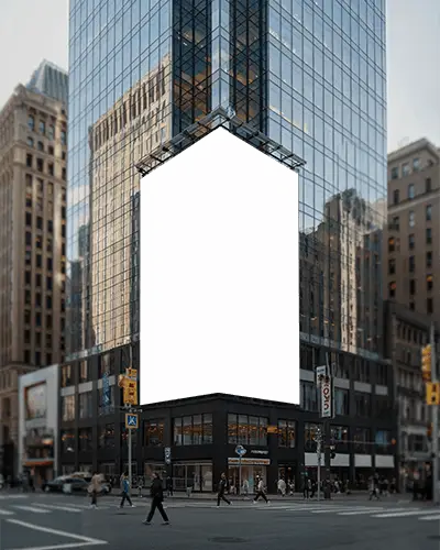 Large Blank Billboard Mockup Cityscape Urban Pedestrian Crossing Advertising Space