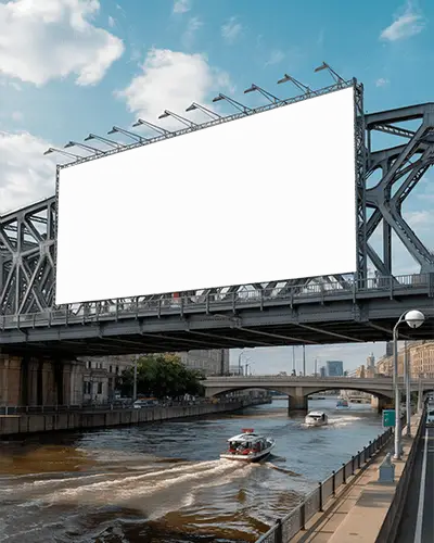 Urban Commercial Billboard Mockup Advertisement In Cityscape High Traffic Pedestrian Crossing