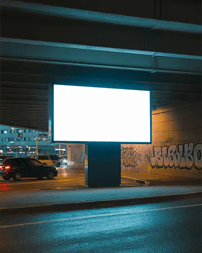 Urban Nighttime Billboard Mockup For Outdoor City Advertising Campaigns