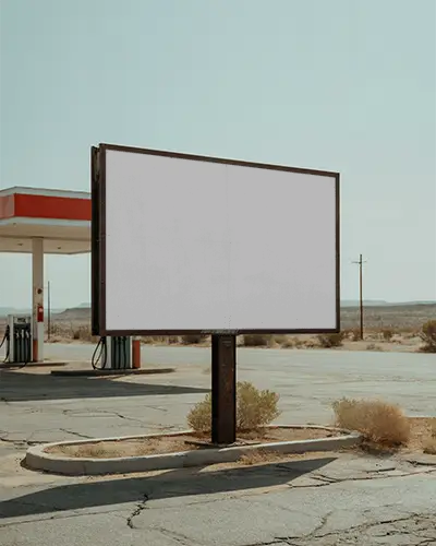 Blank Outdoor Billboard Mockup For Promo Ads With Arid Landscape Background