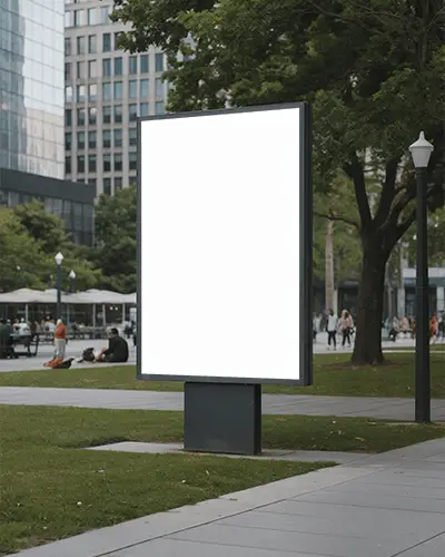 Urban Advertisement Billboard Mockup In Public Park Space For Marketing Campaigns