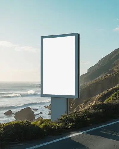 Blank Billboard Mockup By Coastal Road For High Impact Outdoor Advertising Campaigns