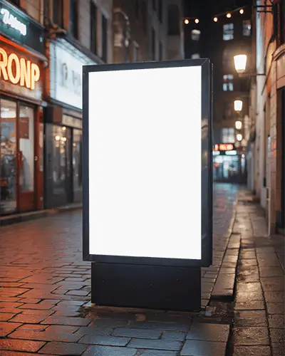 Blank Urban Street Billboard Mockup For Nighttime Advertising Display Creative Promotion
