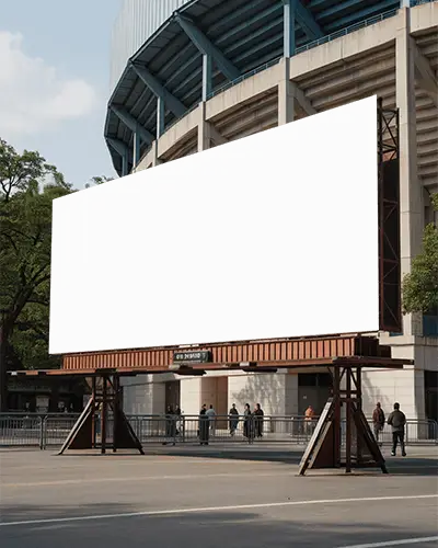 Large Outdoor Billboard Mockup In Urban Environment With Empty White Display Space