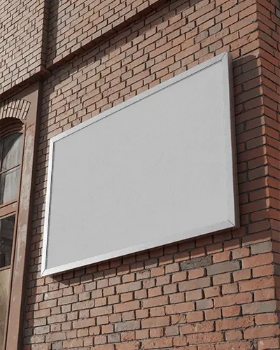 Urban Exterior Advertising Billboard Mockup On Brick Wall Display For Marketing
