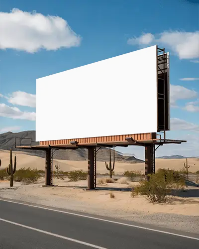 Desert Billboard Advertisement Mockup With Clear Sky And Road For Marketing Promotions