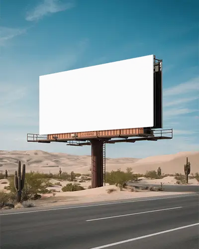 Desert Highway Billboard Mockup Advertising Display Large Empty Space For Custom Message