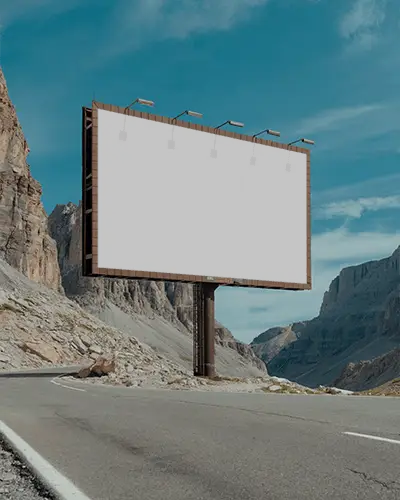 Blank Billboard Mockup On Mountain Road For Highway Advertising And Promotional Campaigns