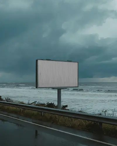 Stormy Coastline Billboard Mockup For Highway Advertising Campaigns And Visual Marketing