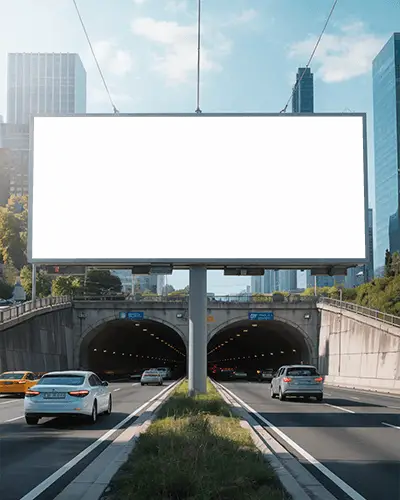 Large Empty Billboard Mockup Over City Expressway Waits For Targeted Advertising Campaign Launch